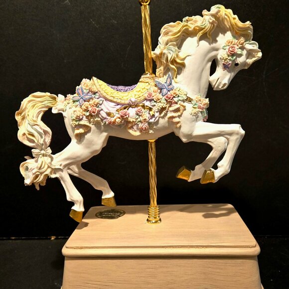 The San Francisco Music Box Company Butterfly Bouquet Carousel Horse 2 for sale - Picture 4 of 10